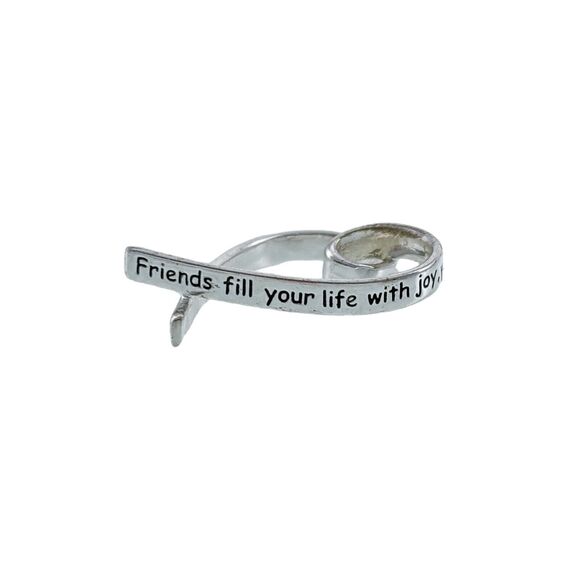Vintage Footnotes Sterling Silver 925 Twisted Heart Friend Quote Pendant - Picture 3 of 7